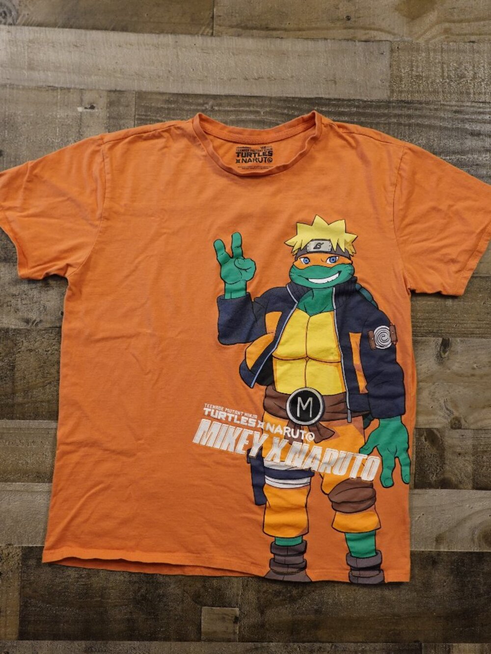 TMNT x Naruto Mikey x Naruto T Shirt Men’s XL Orange Anime Graphic Tee
